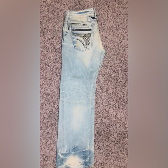 Robin's Jean Light Blue Straight Leg Men's Jeans - Picture 1 of 11